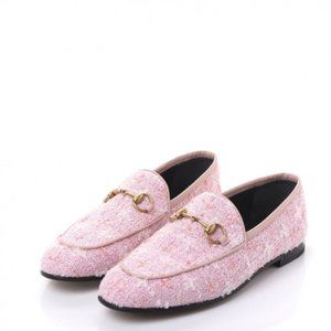 Gucci Pink Tweed Horsebit Loafers (authentic)